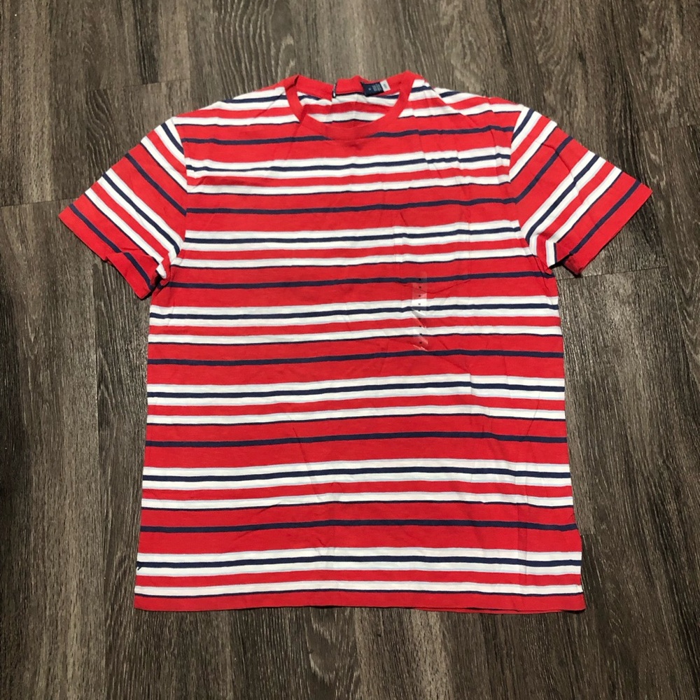 Polo Ralph Lauren Classic Fit Striped Slub Jersey Pocket T-Shirt -Red/Blue/White